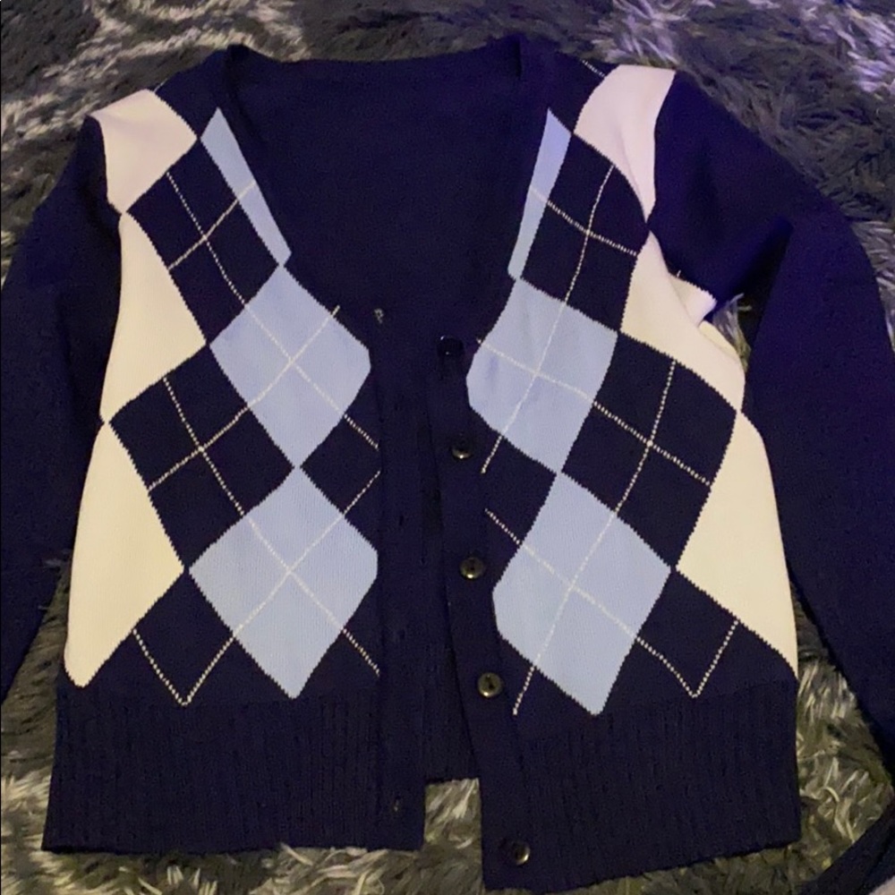 shein argyle cardigan